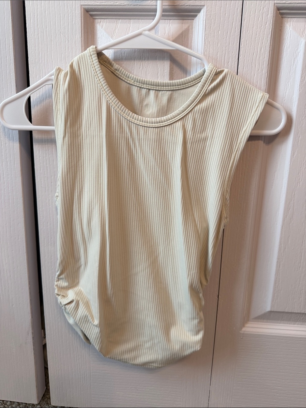 lululemon athletica Ribbed Crew Tank in Pale Cream